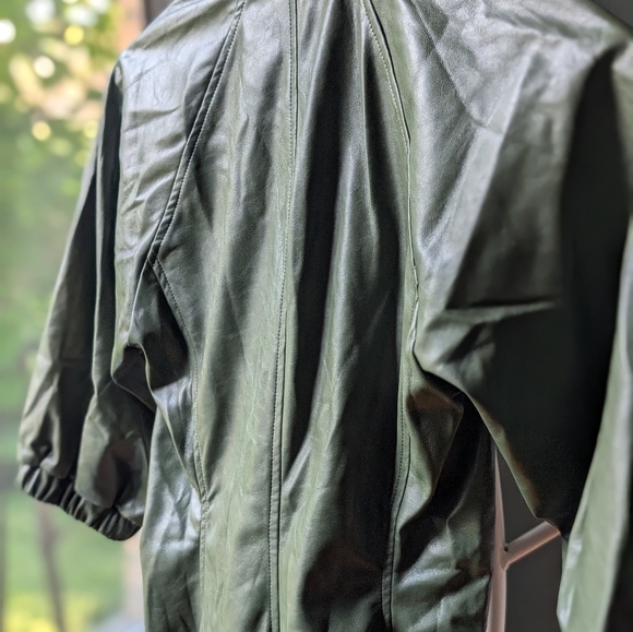 98.Nwt Choosy Faux Leather Green Button-Up Dress‎ - Picture 7 of 8